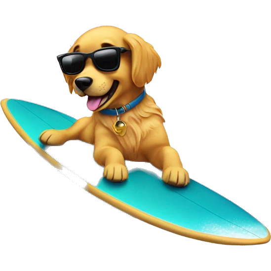 golden retriever surfing with sunglasses on  emoji