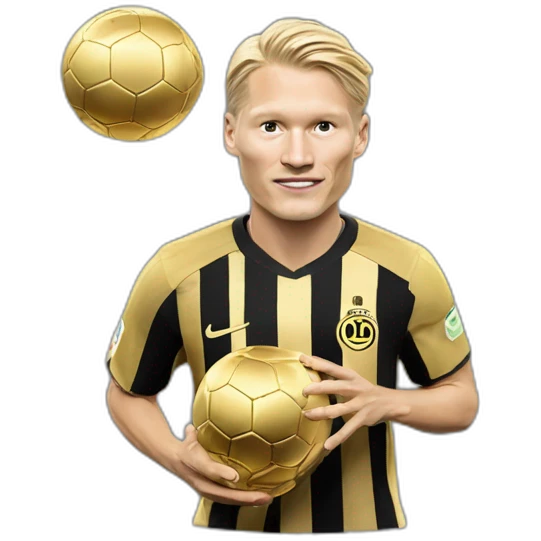 Haaland avec le ballon d'or emoji
