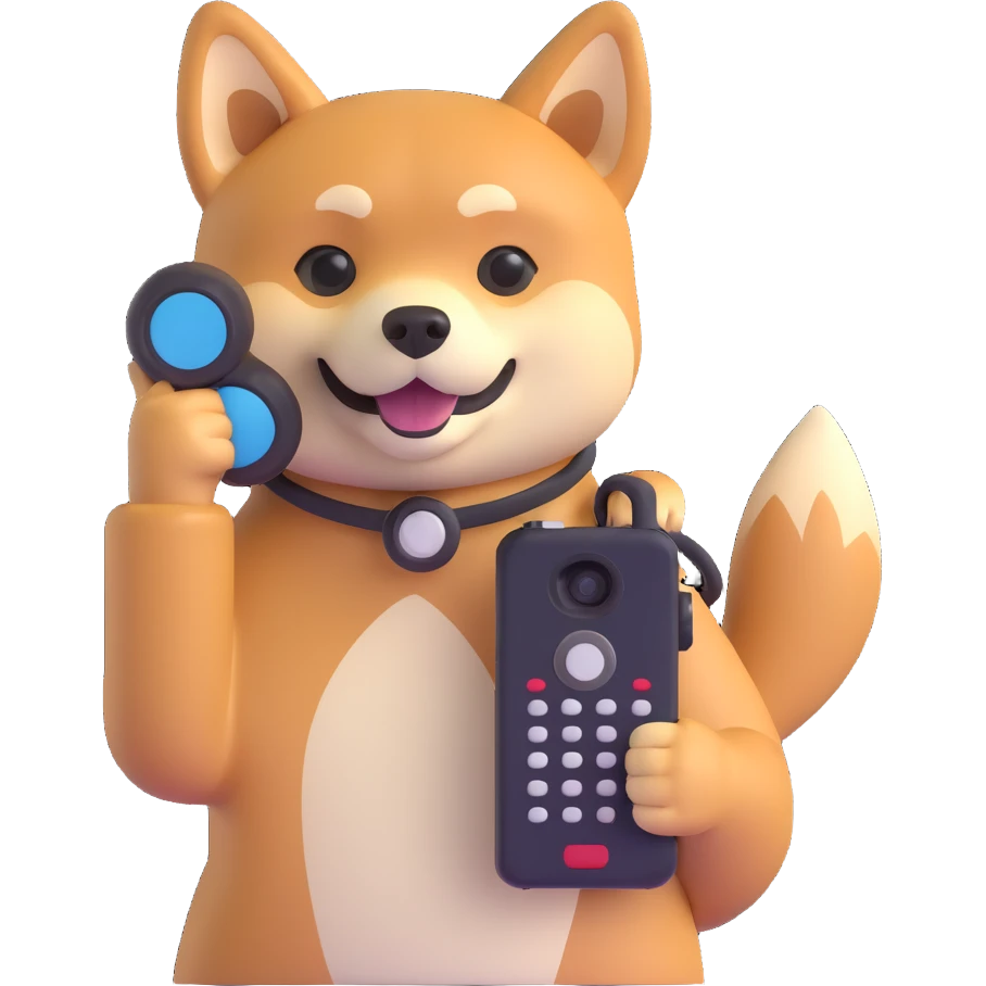 shiba inu calling on old phone emoji