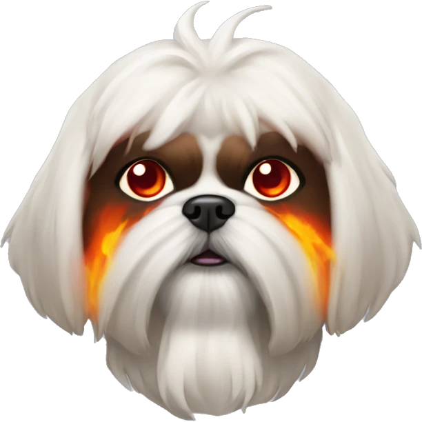 Shi tzu with devil ears and fire eyes  emoji