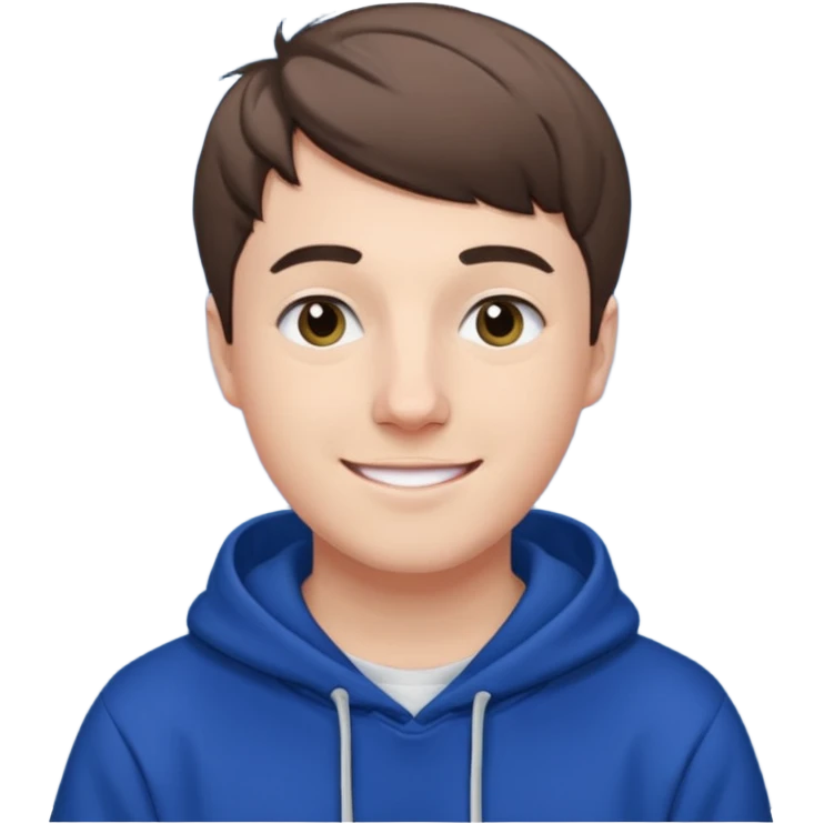 Draw MrBeast in casual hoodie with short hair, french cut  & friendly smile. emoji