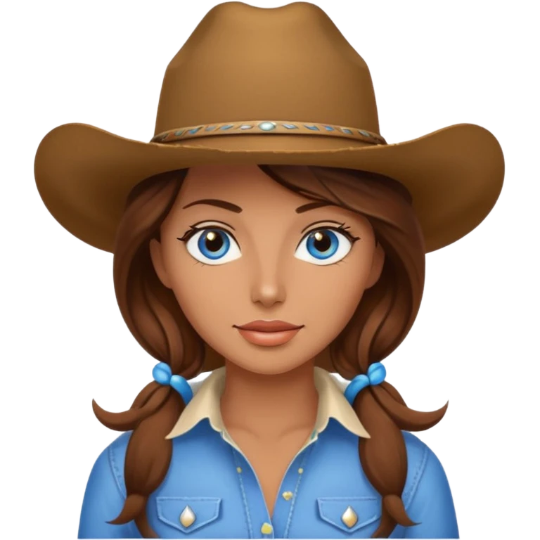 Sexy Cowgirl brown hair, estroil blue emoji