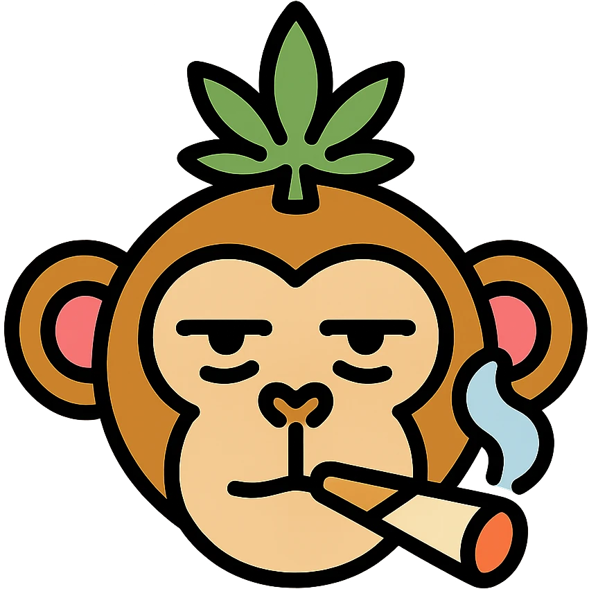 color outline icon of a monkey smoking weed emoji