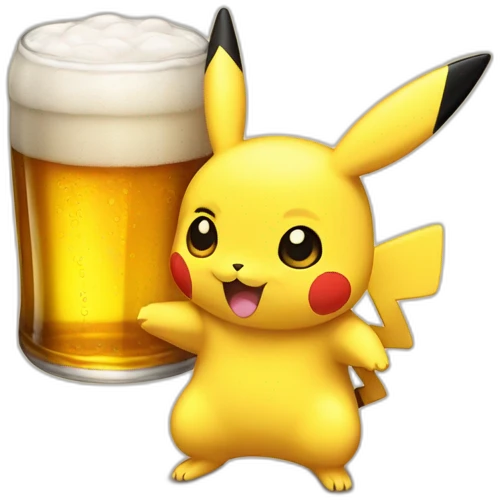 Pikatchu handed a beer emoji