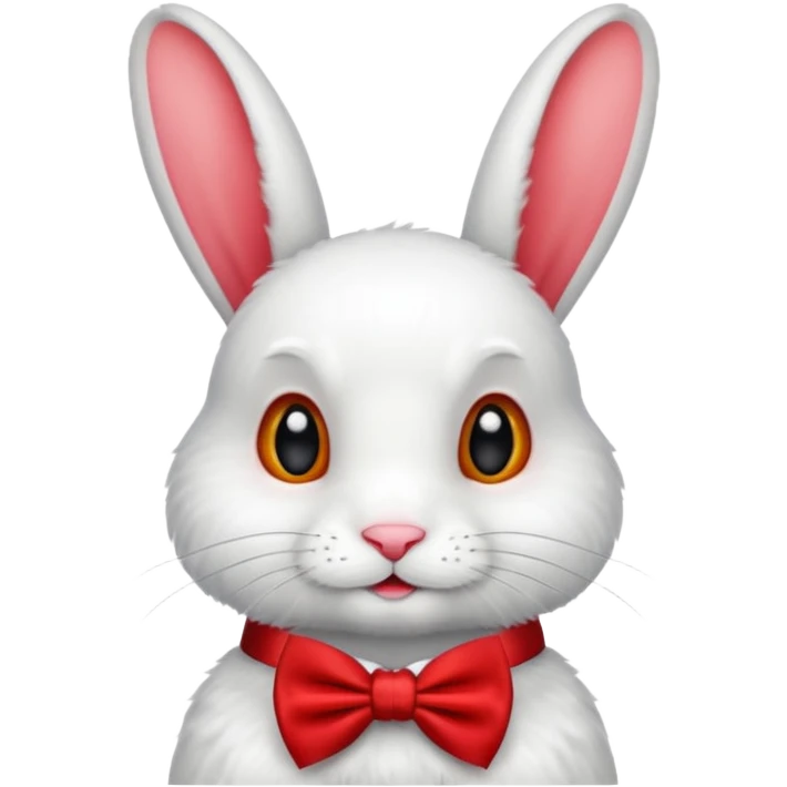 White rabbit with red bow tie emoji