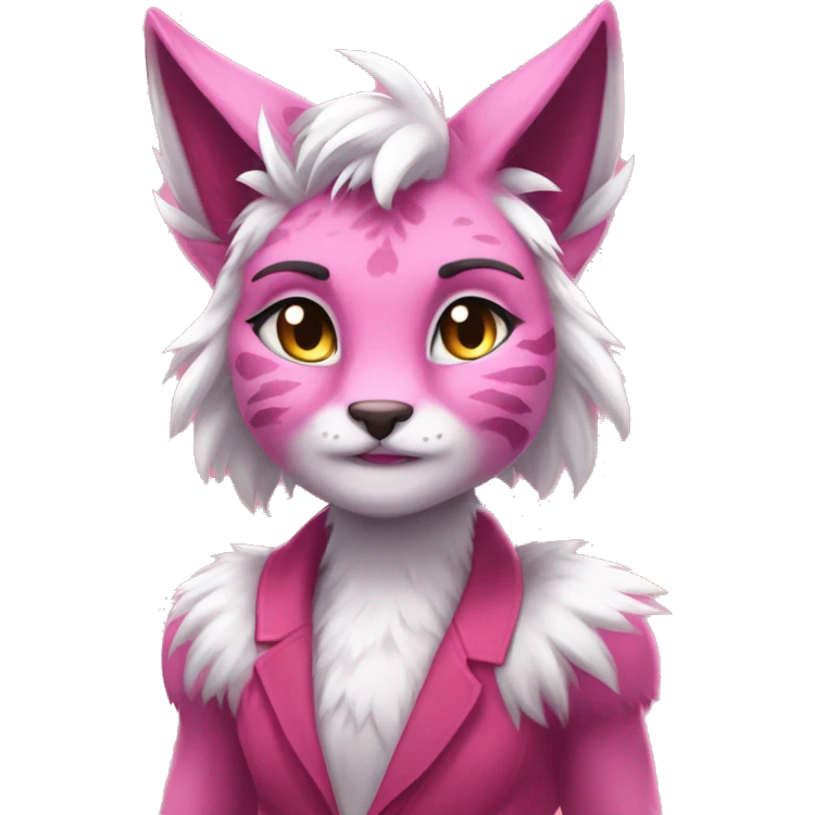 Anthropomorphic Anthro Pink Sona Lynx-Fakémon Furry Full Body emoji