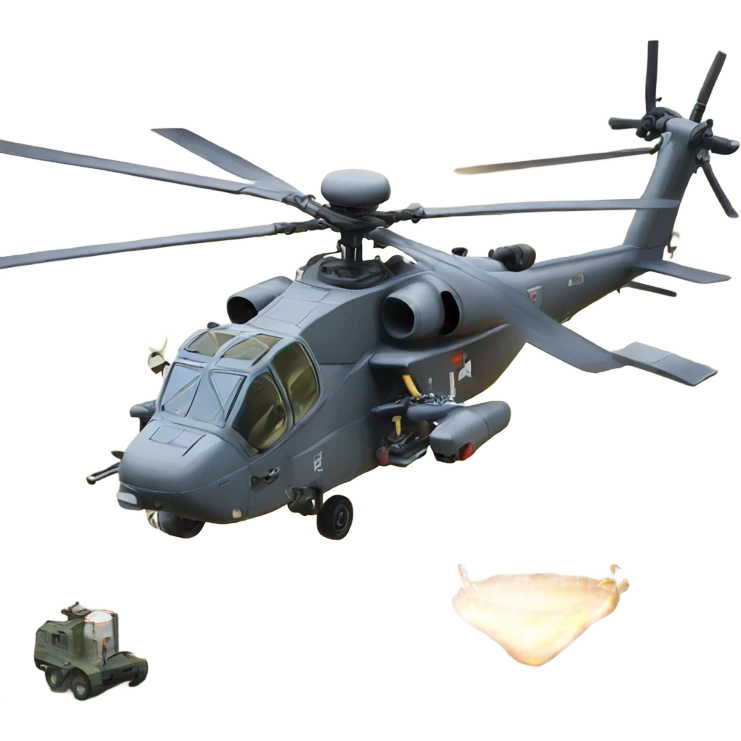 Apache helicopter getting fuel emoji