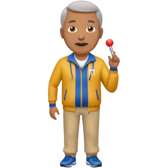 middle-aged track coach with whistle full body emoji