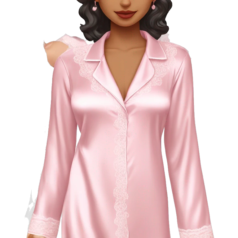 Light pink and white Lace satin pajama dress emoji