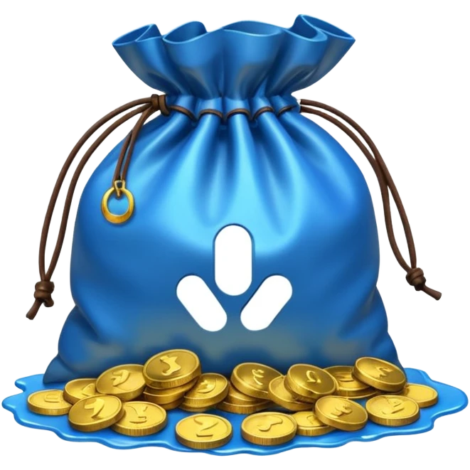 blue coins bag emoji