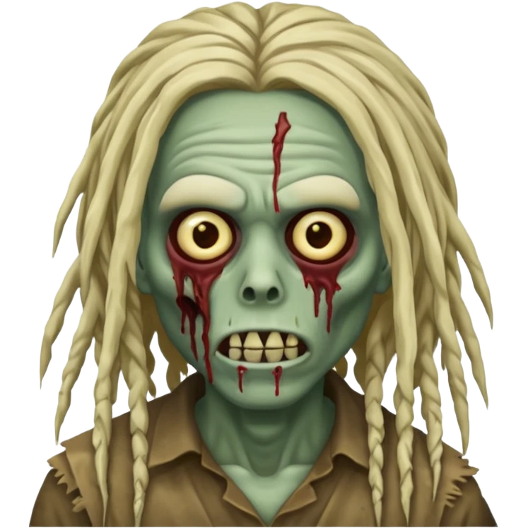 create zombie with dreadlocks nah have some of them coverings his face emoji