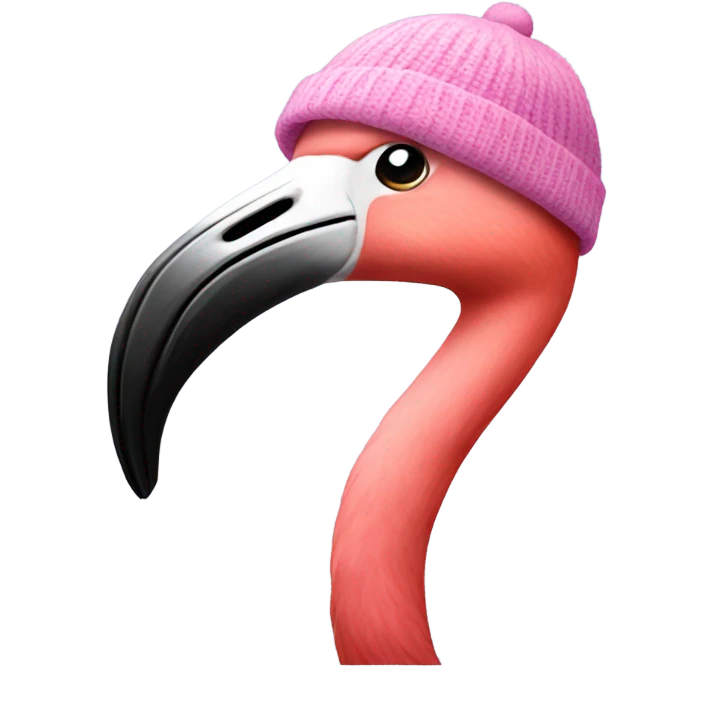flamingo wearing a beanie emoji