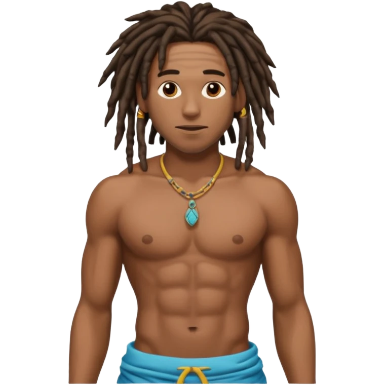 black man with dreads shirtless with abs emoji