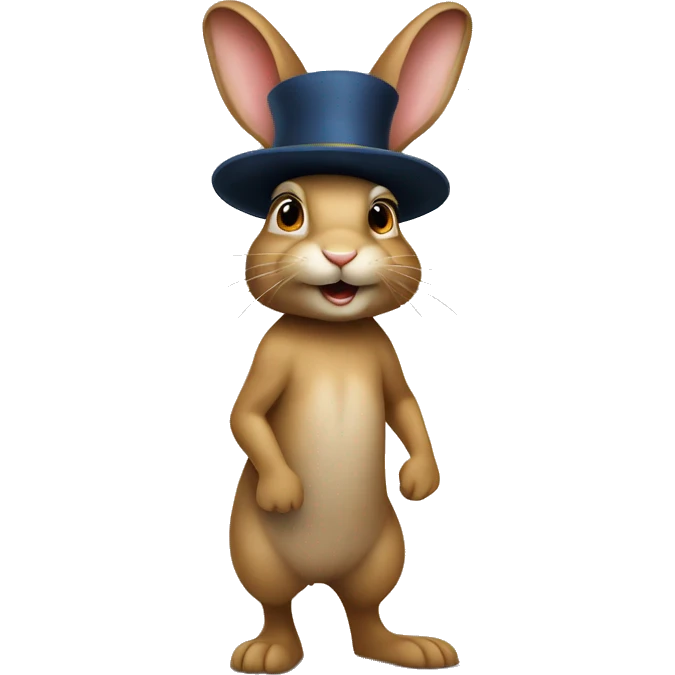 rabbit stands on two legs with a hat two ears emoji
