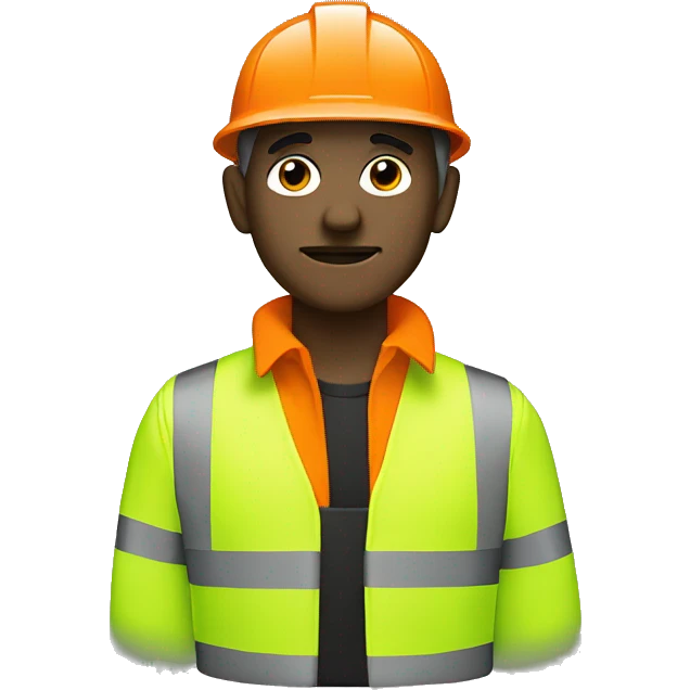 Man wearing orange hi viz with listening stick emoji