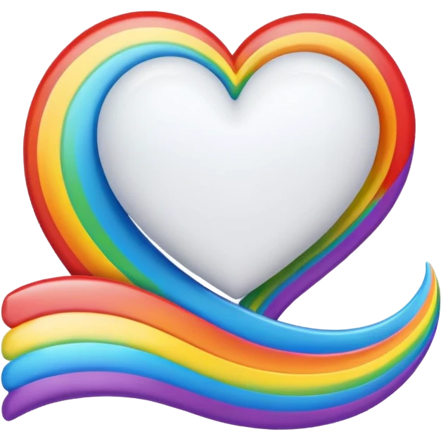 white heart with rainbow wave border emoji