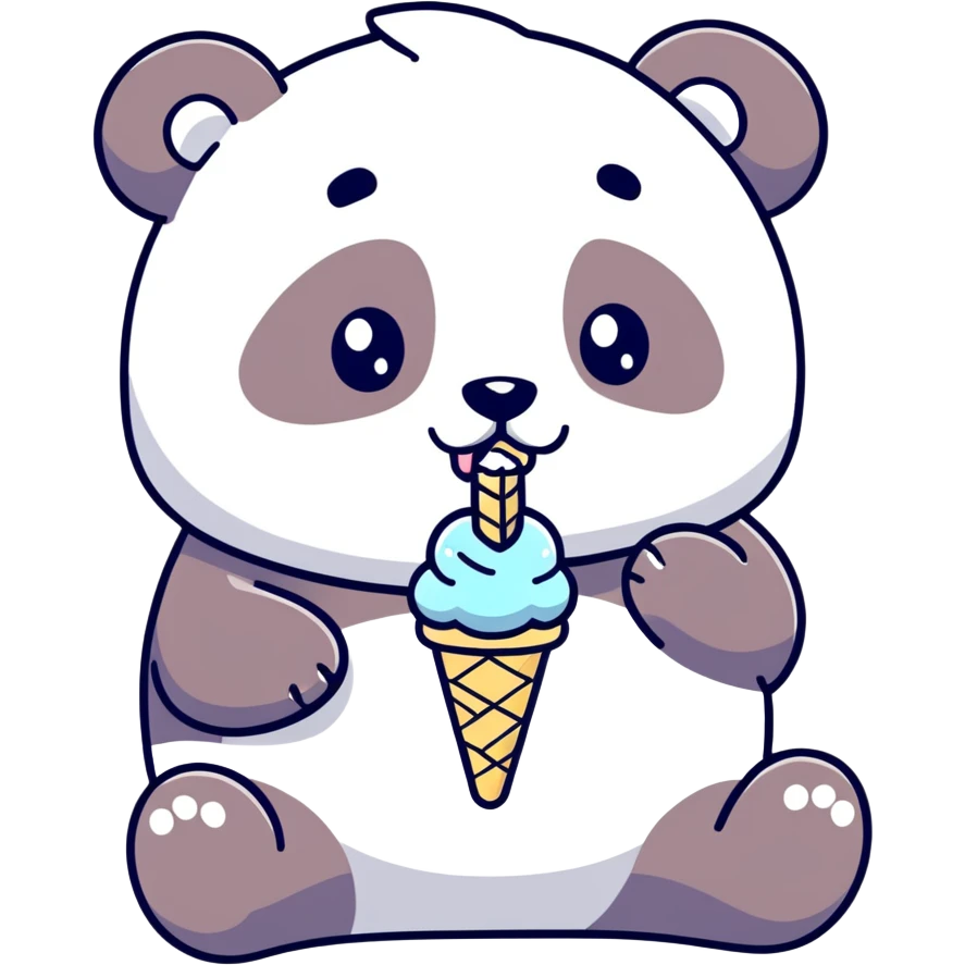 Panda eating ice cream emoji