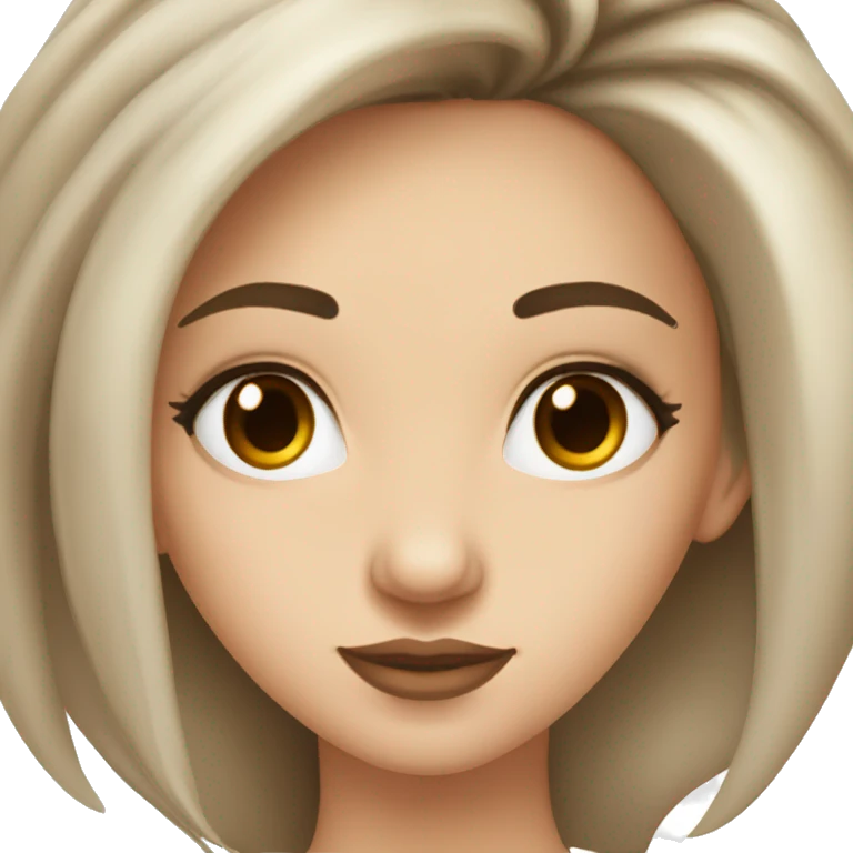 pretty girl, dark brown eyes, dark brown 90s blowout hair, pale skin, nose piercing (nostrill), mole above her leftside lip emoji