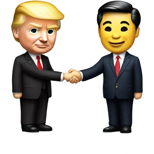 Donald trump shaking hands with xi Jin ping emoji