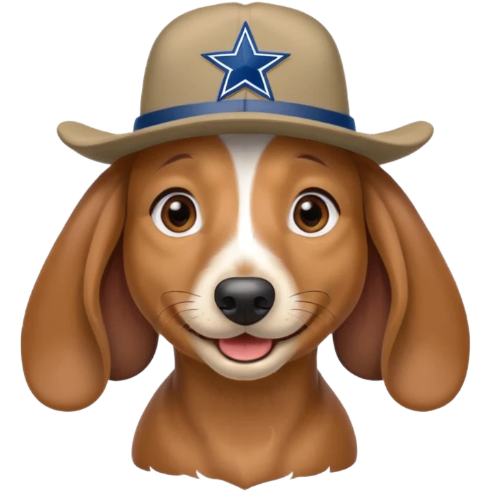 dachshund emoji with dallas cowboys hat emoji