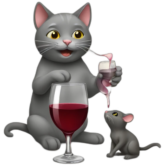 cat-drinking-wine-with-rat emoji