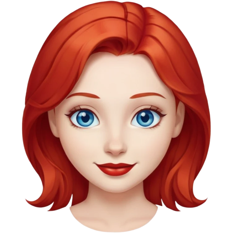 Smiling girl with blue eyes and red hair red lips emoji