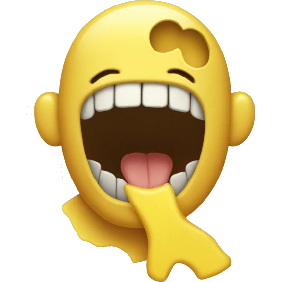 Sfw yellow emoji with yellow bone in its mouth sfw emoji