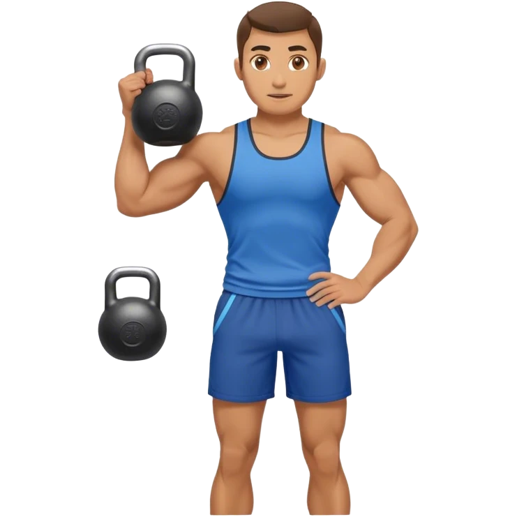 athletic man with blue shorts holding kettlebell emoji