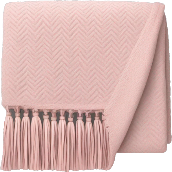 Light pink blanket with tassels, folded  emoji