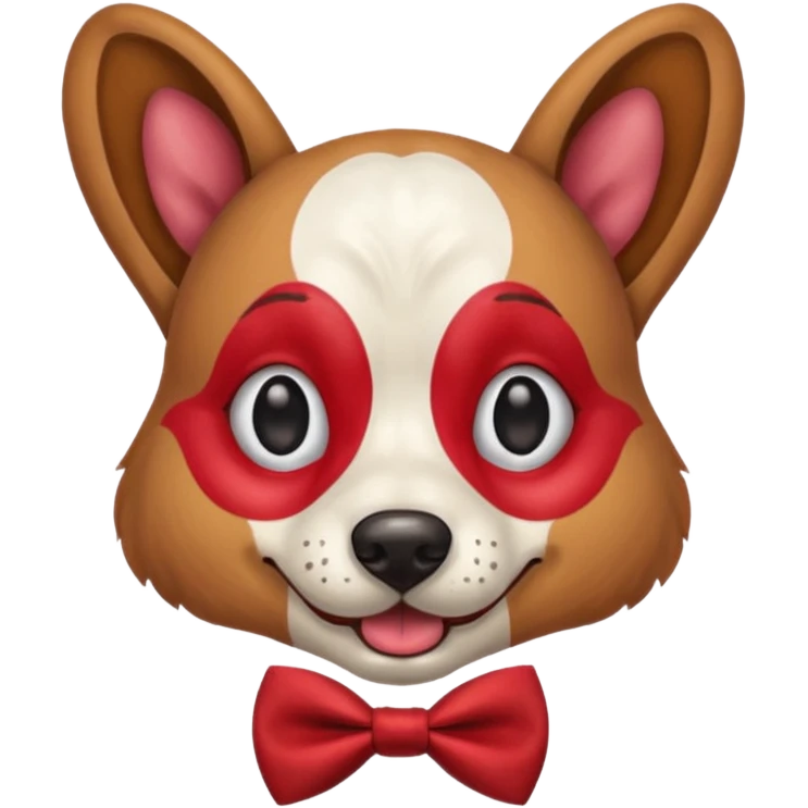 Dog clown with painted nose, bow tie emoji