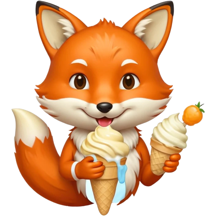 dondurma yiyen tilki emoji