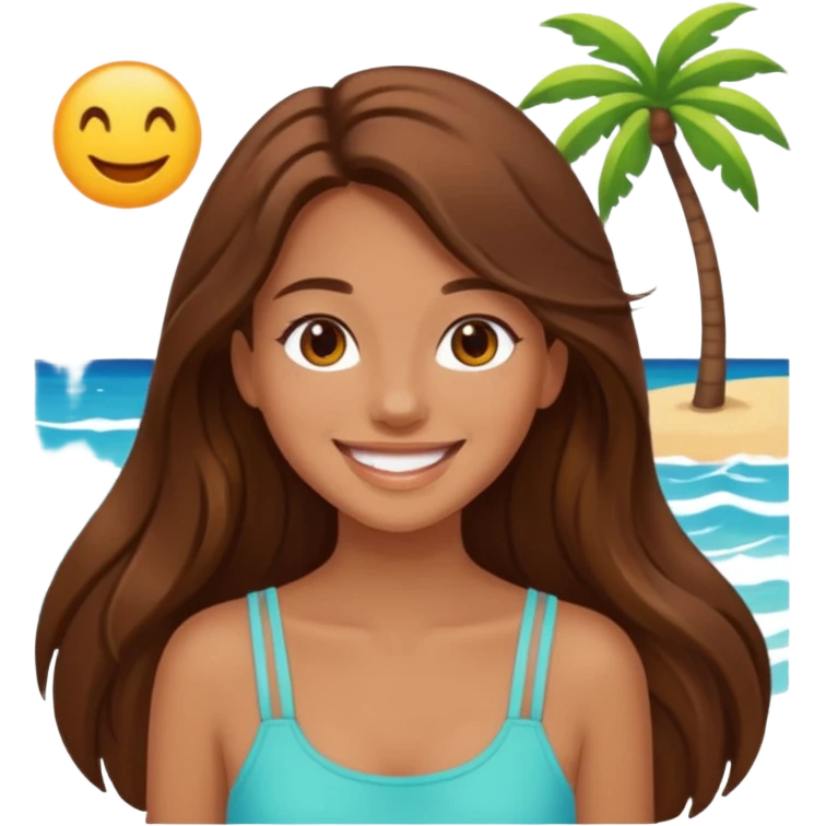 summer vibes girl whit long brun hair emoji