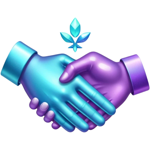 Glitter Purple and Cian handshake emoji