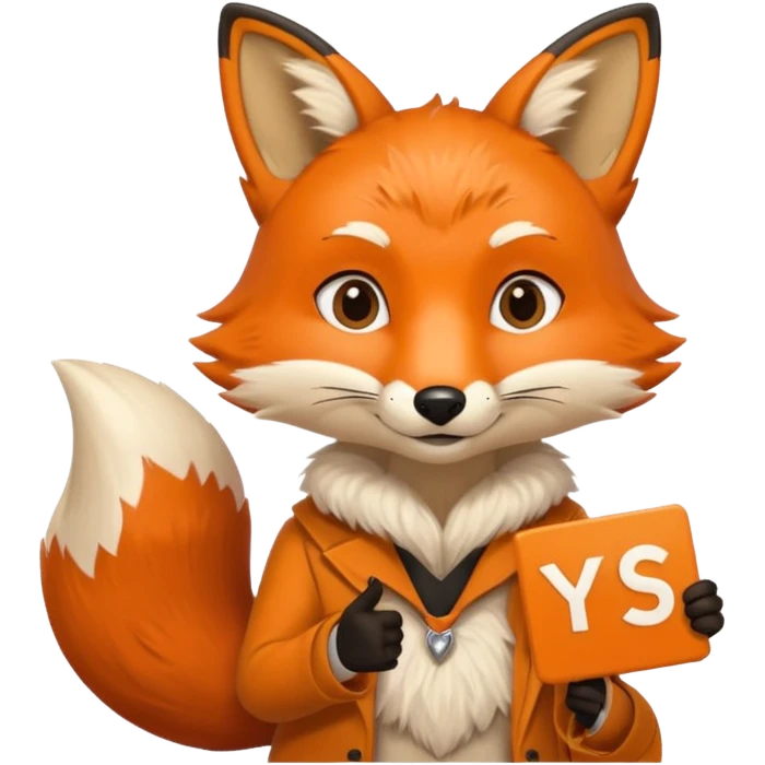 a fox HOLDING a yes sign emoji