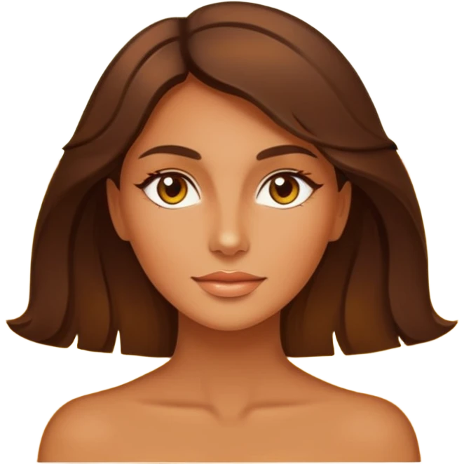 Tan brunette womans face superimposed on an image of the sun emoji