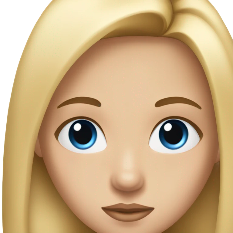 Girl with long, blonde and pin straight hair, blue eyes and fake eyelashes emoji