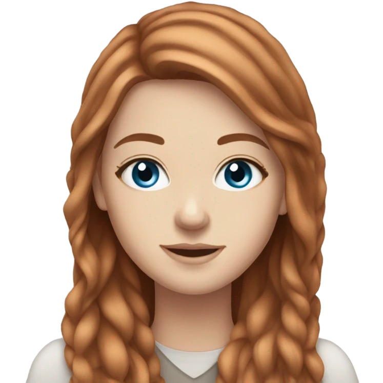 white girl with long auburn hair blue eyes emoji