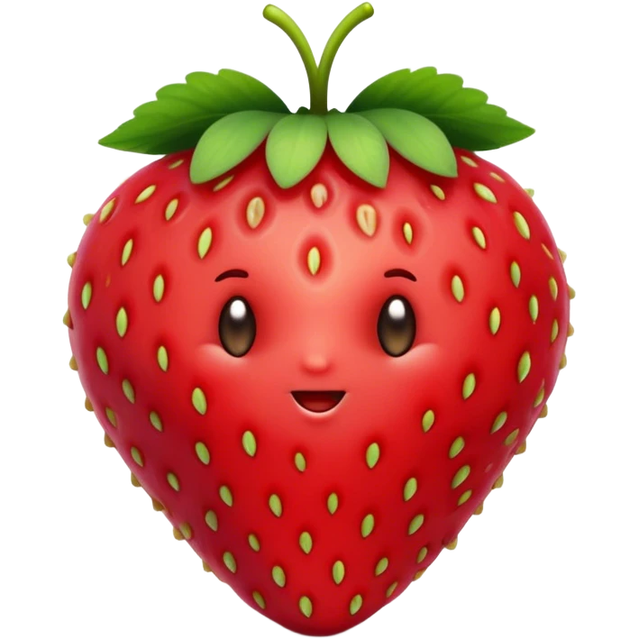 Cinematic Realistic Strawberry Emoji, Plump and juicy, with a deep red color and small, fresh seeds dotted across the skin. Its glossy, sweet surface catches the light, while bright green leaves top off the perfect, delicious berry. Soft glowing outline, capturing the essence of sweetness and freshness in a bright strawberry! emoji