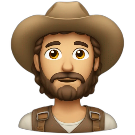 hombre con barba canosa larga y pelo castaño emoji