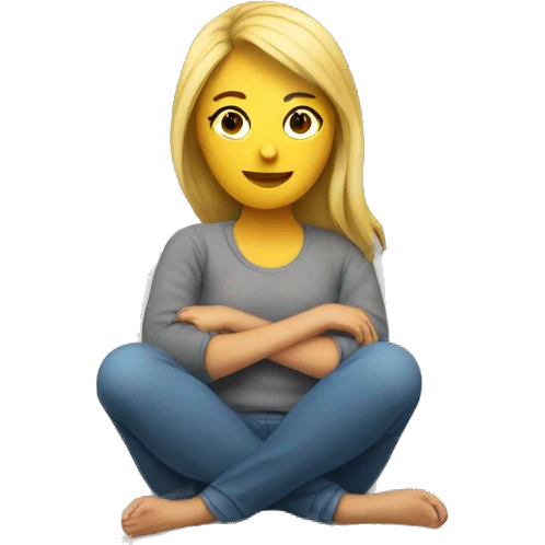 White woman sitting on couch cuddling emoji