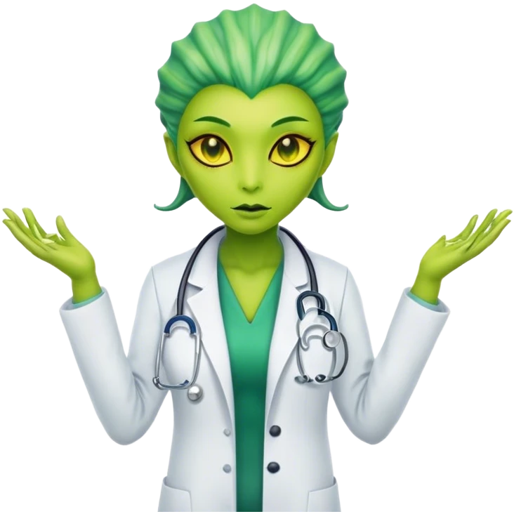 Reptilian alien woman, is a doctor emoji
