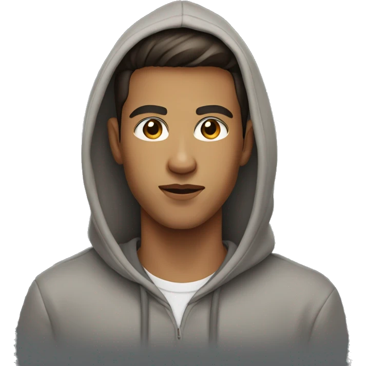 young man with brown eyes and fashionable haircut in hoodie emoji