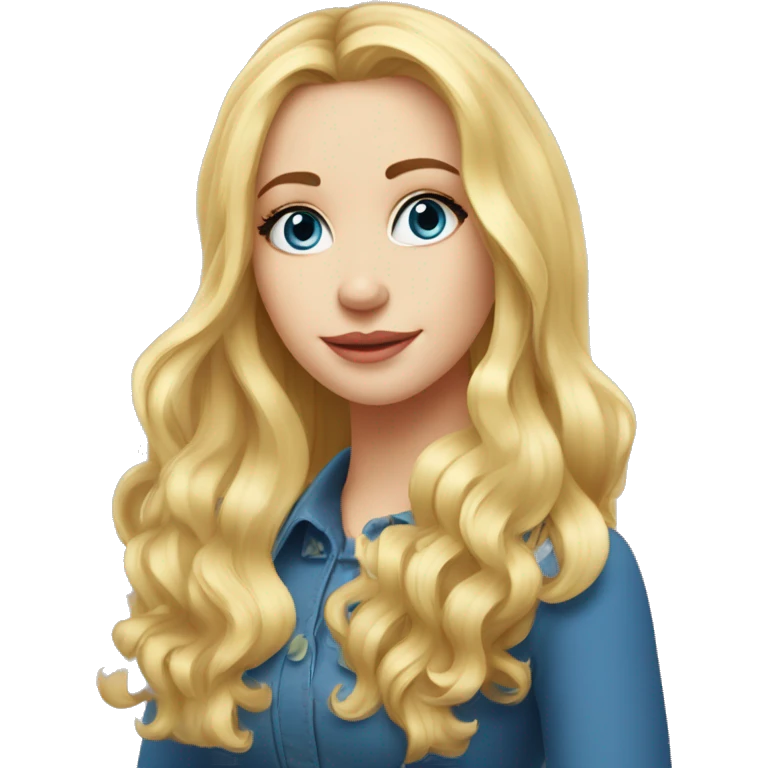  belle fille blonde cheveux longs yeux bleus avec 3 hommey emoji