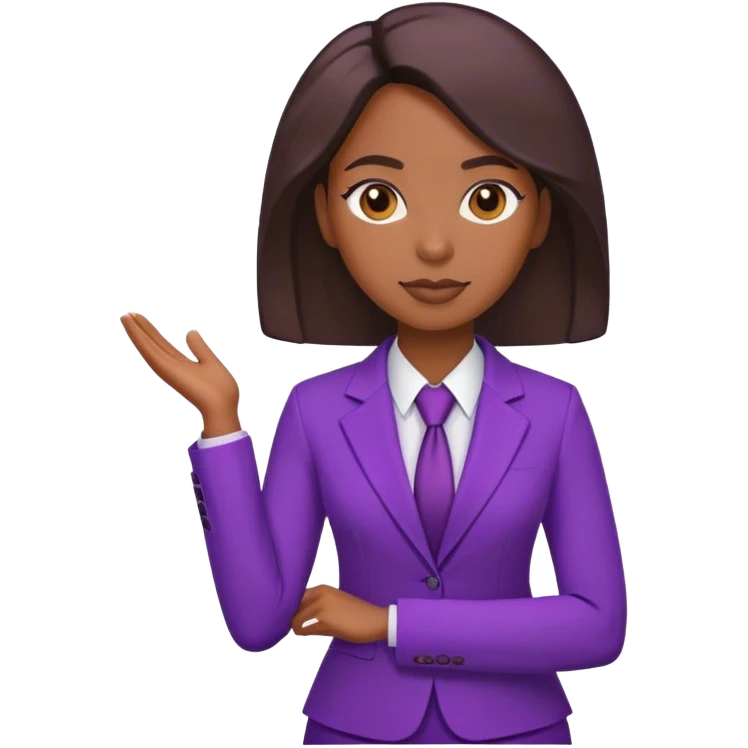 Create me an emoji of a black female standing on business, make her outfit purple emoji