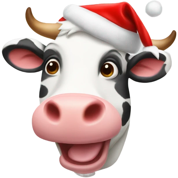 happy cow with santa hat emoji