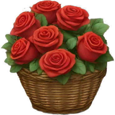 basket with courtyard and  red roses  emoji