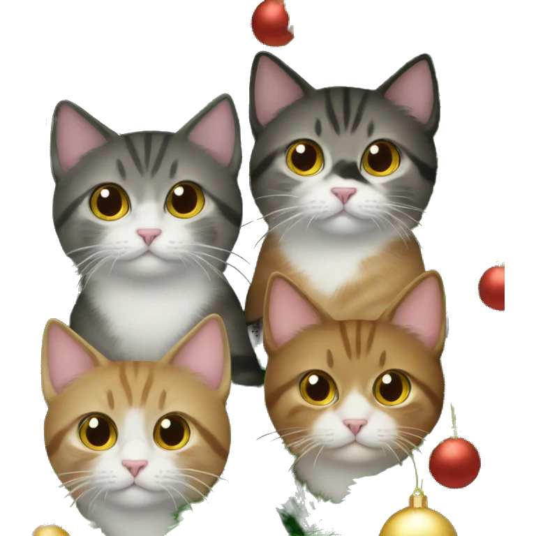Three cats in a Christmas tree emoji