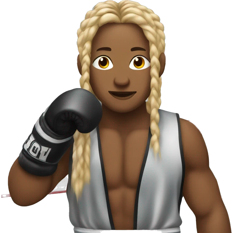Person in a boxing ring with long braids emoji