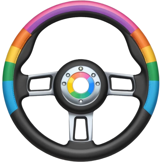 steering wheel with trans pride colors emoji