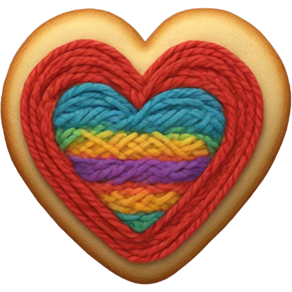 Cookie heart with yarn emoji